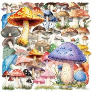 Colorful Mushroom Stickers Set of 50 Forest Plants